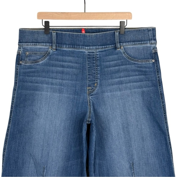 Spanx Jeans Womens 3X Plus Size Elastic Waist Pull On High Rise Wide Leg Stretch - Picture 3 of 9
